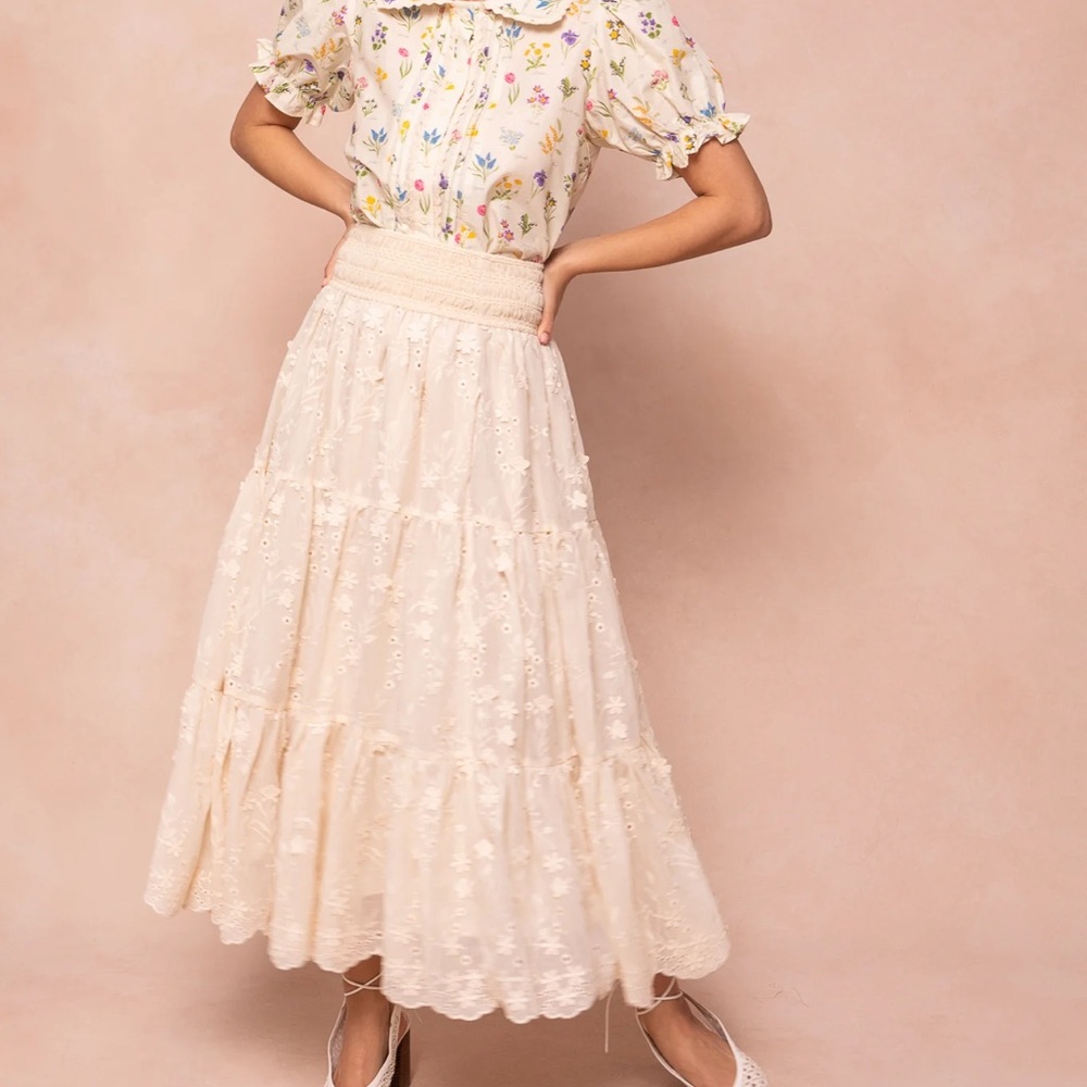 Ivy City Co Cream Maxi A-Line Skirt
